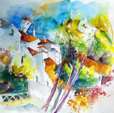 Painting titled "Houses in Vila do B…" by Miki De Goodaboom, Original Artwork, Oil