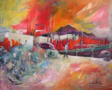 Painting titled "Altea Harbour" by Miki De Goodaboom, Original Artwork, Oil