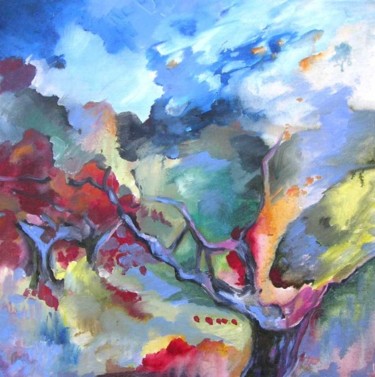 Painting titled "Trees" by Miki De Goodaboom, Original Artwork, Oil
