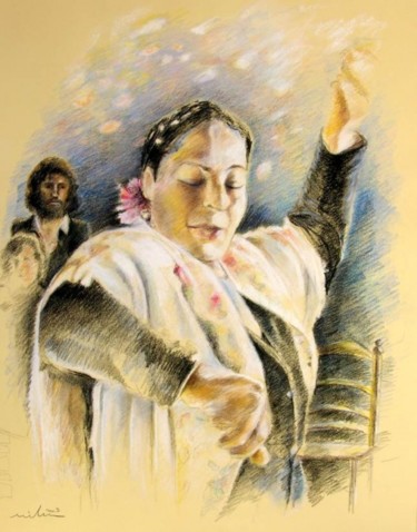 Pittura intitolato "Flamenco Dancer" da Miki De Goodaboom, Opera d'arte originale, Olio