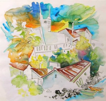 Painting titled "Houses in Villa nov…" by Miki De Goodaboom, Original Artwork, Oil