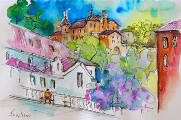 Painting titled "Square in Sintra" by Miki De Goodaboom, Original Artwork, Oil