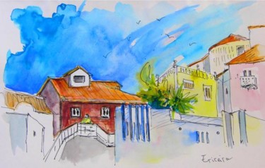 Pintura intitulada "Houses in Ericeira" por Miki De Goodaboom, Obras de arte originais, Óleo