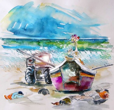 Painting titled "Siesta in Praia de…" by Miki De Goodaboom, Original Artwork, Oil