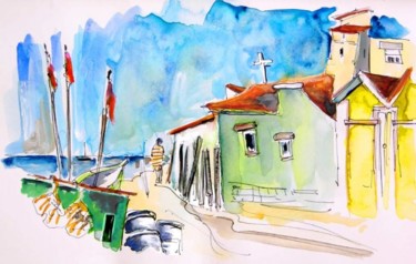 Painting titled "Harbour in Vila Cha" by Miki De Goodaboom, Original Artwork, Oil