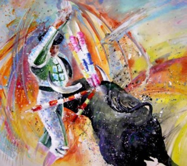 Painting titled "Bullfight 2010 - 2" by Miki De Goodaboom, Original Artwork, Oil