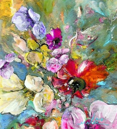 Painting titled "First Flowers 1" by Miki De Goodaboom, Original Artwork, Oil