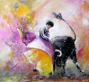 Painting titled "Bullfight 2010 - 8" by Miki De Goodaboom, Original Artwork, Oil