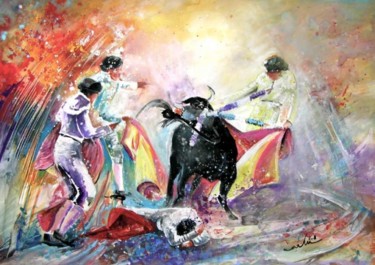 Painting titled "Bullfight 2010 - 13" by Miki De Goodaboom, Original Artwork, Oil