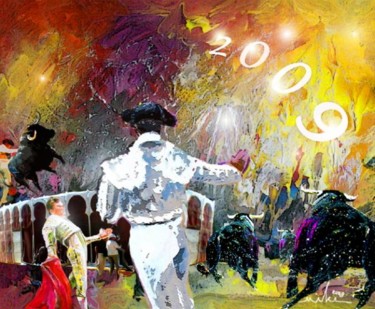 Malerei mit dem Titel "New Year 2009 by Th…" von Miki De Goodaboom, Original-Kunstwerk, Öl