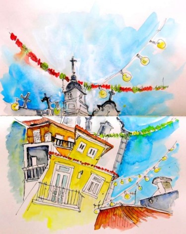 Painting titled "Party in Arcos de V…" by Miki De Goodaboom, Original Artwork, Oil