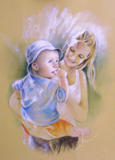 Pittura intitolato "Mother and Son" da Miki De Goodaboom, Opera d'arte originale, Olio