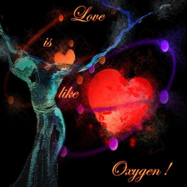 Malerei mit dem Titel "Love is like Oxygen" von Miki De Goodaboom, Original-Kunstwerk