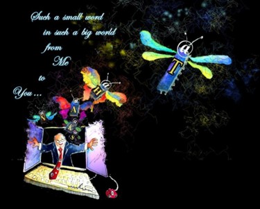 Malerei mit dem Titel "Such a Small Word" von Miki De Goodaboom, Original-Kunstwerk, Öl