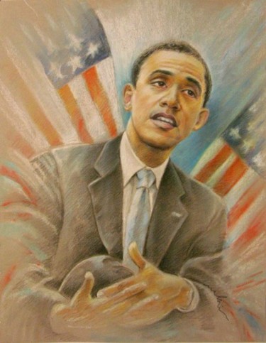 Painting titled "Barack Obama -4- :…" by Miki De Goodaboom, Original Artwork, Oil