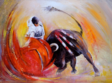 Painting titled "2009 Toro acrylic 02" by Miki De Goodaboom, Original Artwork, Oil