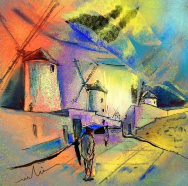 Картина под названием "The Windmills del Q…" - Miki De Goodaboom, Подлинное произведение искусства, Масло