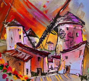 Painting titled "The Windmills del Q…" by Miki De Goodaboom, Original Artwork, Oil
