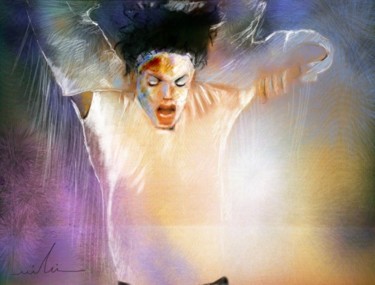 Painting titled "Michael Jackson 09" by Miki De Goodaboom, Original Artwork, Oil