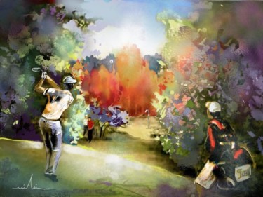 Painting titled "Golf in Gut Laerche…" by Miki De Goodaboom, Original Artwork, Oil