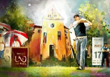 Painting titled "Golf in Club Fontan…" by Miki De Goodaboom, Original Artwork, Oil
