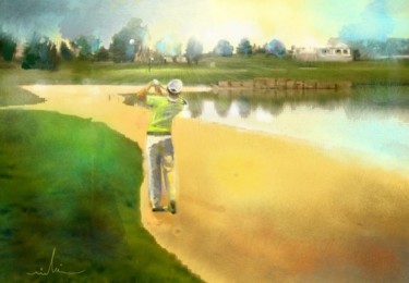 Painting titled "Golf in Club Fontan…" by Miki De Goodaboom, Original Artwork, Oil