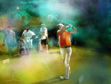 Painting titled "Golf in Club Fontan…" by Miki De Goodaboom, Original Artwork, Oil