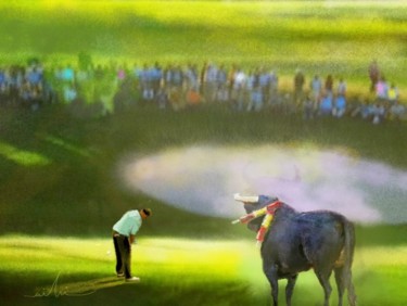 Malerei mit dem Titel "Golf in Madrid 03" von Miki De Goodaboom, Original-Kunstwerk, Öl