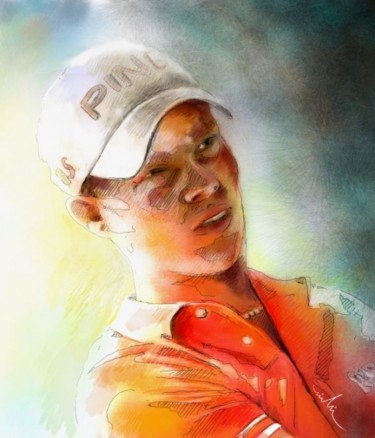 Painting titled "Golf in Madrid Dann…" by Miki De Goodaboom, Original Artwork, Oil