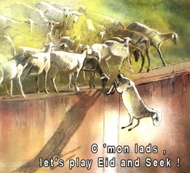 Картина под названием "Let's play Eid and…" - Miki De Goodaboom, Подлинное произведение искусства, Масло