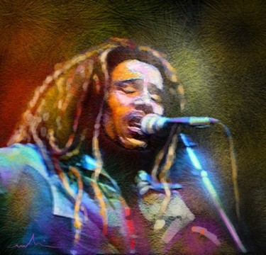 Painting titled "Bob Marley 02" by Miki De Goodaboom, Original Artwork, Oil