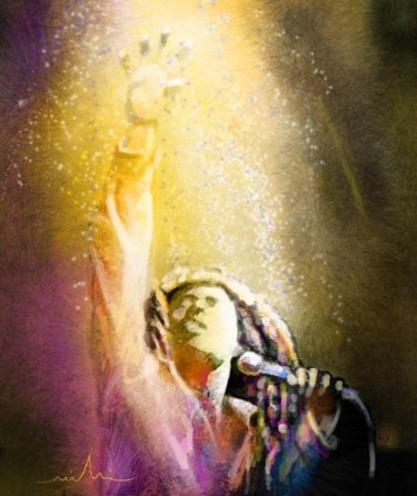 Painting titled "Bob Marley 03" by Miki De Goodaboom, Original Artwork, Oil