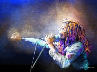 Painting titled "Bob Marley 04" by Miki De Goodaboom, Original Artwork, Oil