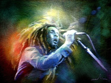 Painting titled "Bob Marley 05" by Miki De Goodaboom, Original Artwork, Oil