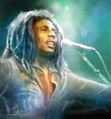 Painting titled "Bob Marley 09" by Miki De Goodaboom, Original Artwork, Oil