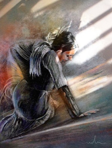 Painting titled "Flamenco Dancer on…" by Miki De Goodaboom, Original Artwork, Oil