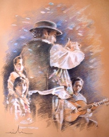 Painting titled "Flamenco Group" by Miki De Goodaboom, Original Artwork, Oil