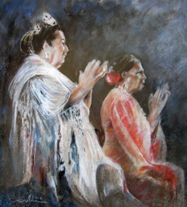 Schilderij getiteld "Gypsy Women perform…" door Miki De Goodaboom, Origineel Kunstwerk, Olie