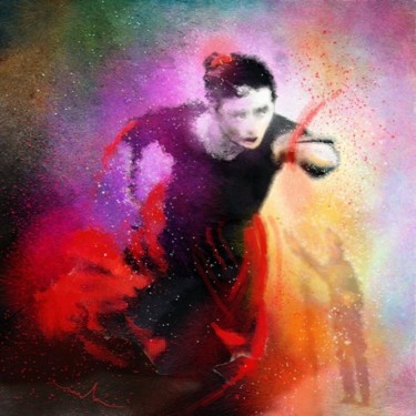 Painting titled "Flamencoscape 03" by Miki De Goodaboom, Original Artwork, Oil