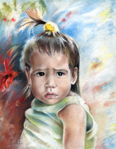 Pittura intitolato "Little Girl from Ta…" da Miki De Goodaboom, Opera d'arte originale, Olio