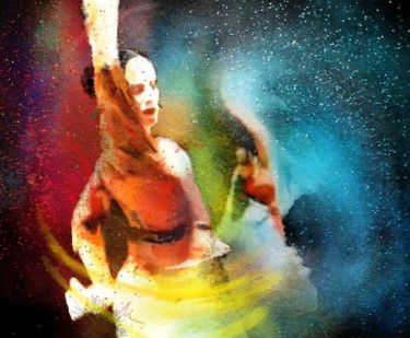 Painting titled "Flamencoscape 08" by Miki De Goodaboom, Original Artwork, Oil