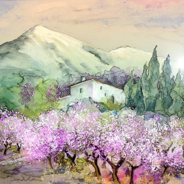 Painting titled "Almond Trees in Alt…" by Miki De Goodaboom, Original Artwork, Oil