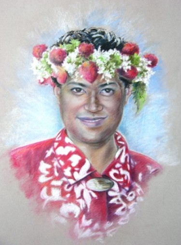 Painting titled "Man from Papeete in…" by Miki De Goodaboom, Original Artwork, Oil