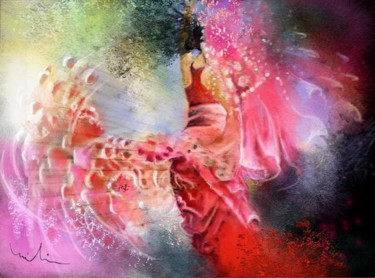 Painting titled "Flamencoscape 13" by Miki De Goodaboom, Original Artwork, Oil
