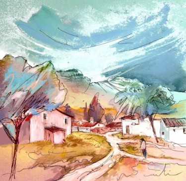 Painting titled "La Mancha Pueblo 03" by Miki De Goodaboom, Original Artwork, Oil