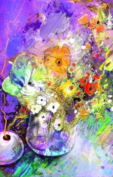 Картина под названием "Wild Flowers Bouquet" - Miki De Goodaboom, Подлинное произведение искусства, Масло