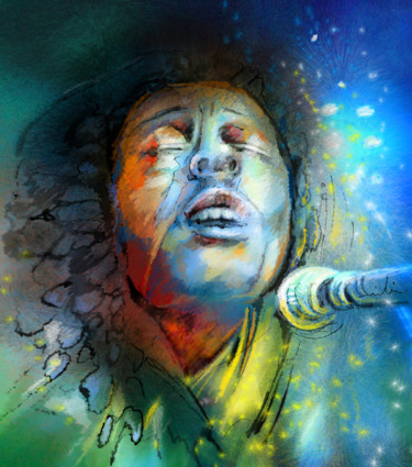 Painting titled "Bob Marley 10" by Miki De Goodaboom, Original Artwork, Oil