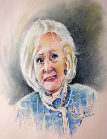 Painting titled "Betty White in Bost…" by Miki De Goodaboom, Original Artwork, Oil