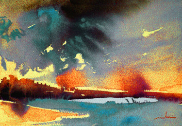 Painting titled "Sunset 08" by Miki De Goodaboom, Original Artwork, Oil