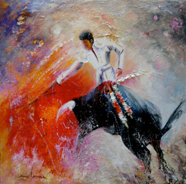 Painting titled "2010 Toro Acrylics…" by Miki De Goodaboom, Original Artwork, Oil